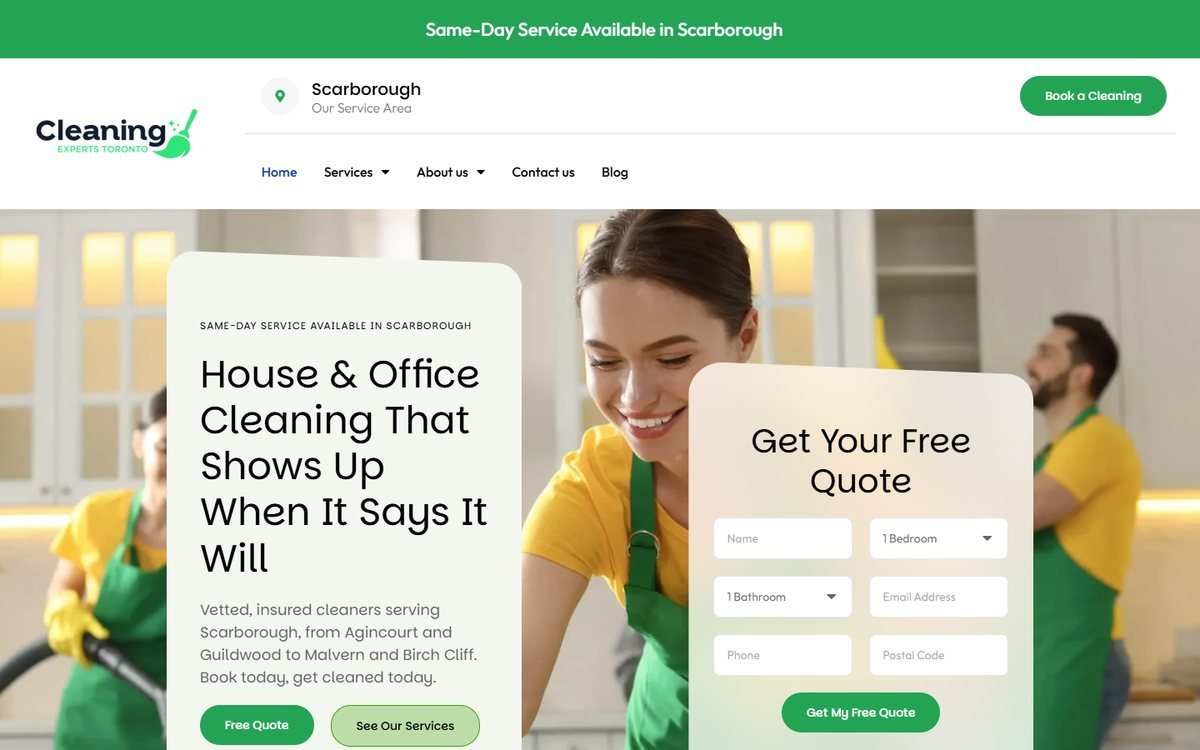 Cleaning Experts Toronto homepage